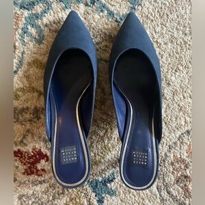 White House black market navy blue heeled mules. Size 9.5